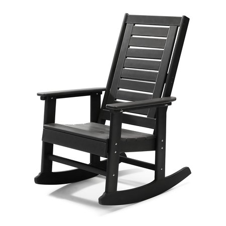 TAFEE Outdoor Rocking Adirondack Chair, Black OC-YY-1-BLACK